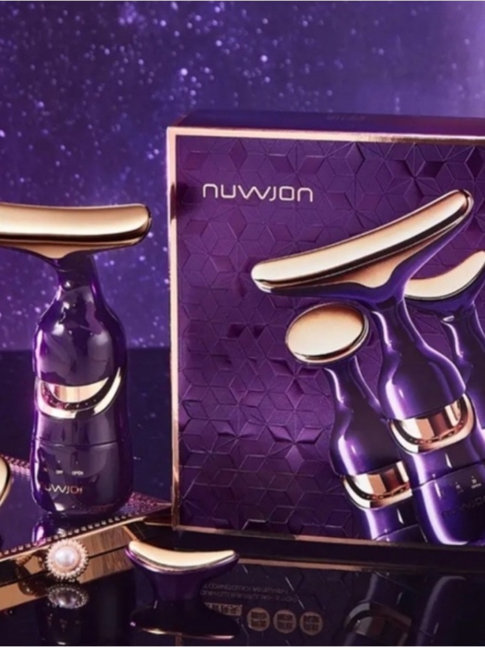 Nuwjon 3 in 1 Purple & Gold Facial Massager